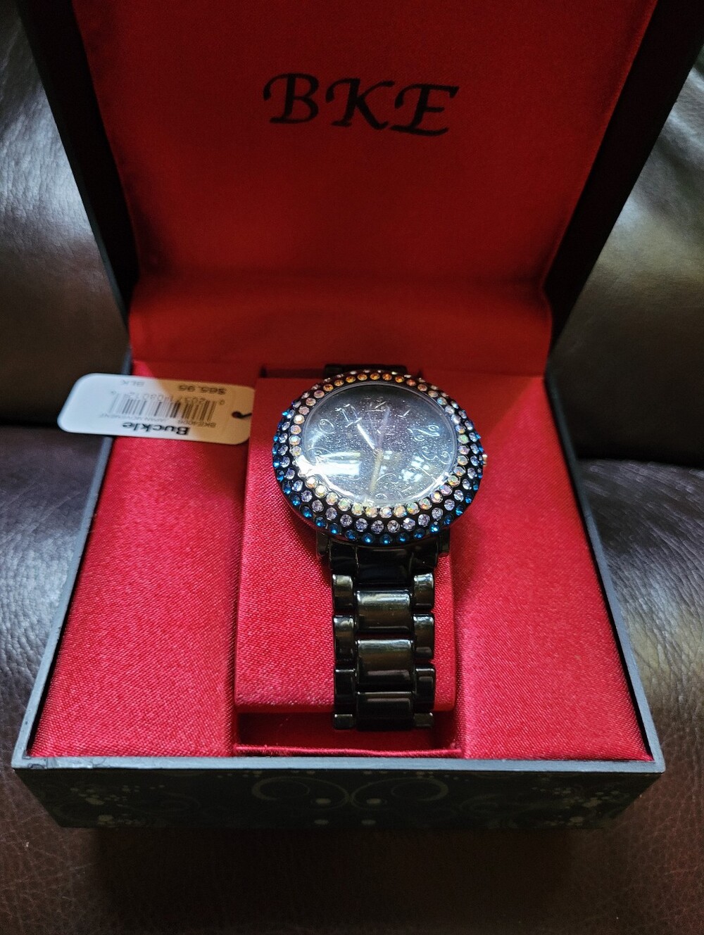 BKE Black Men’s Watch with Iridescent Crystal Bezel  WORKS (116)